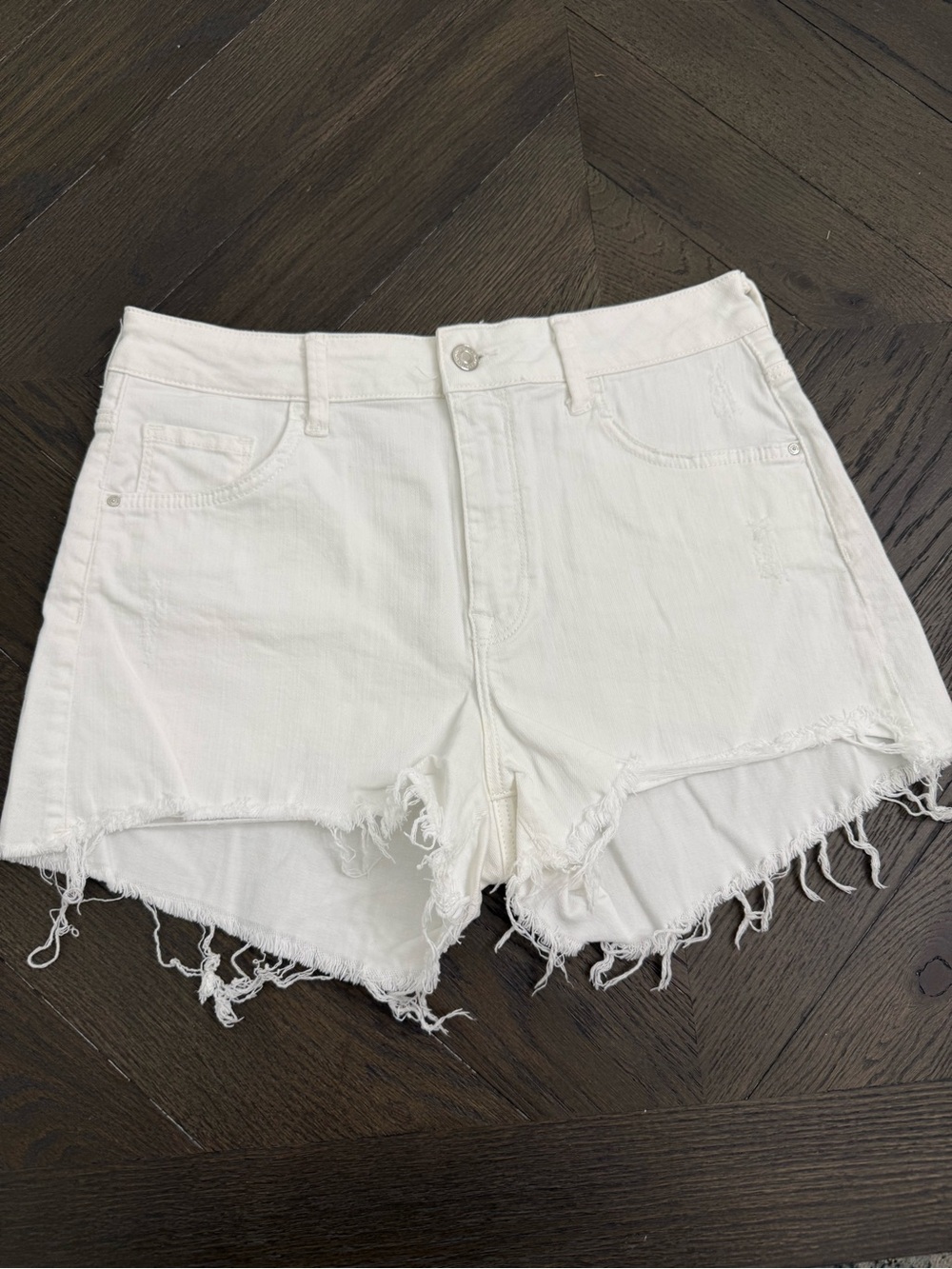 Mavi White Distressed Denim Shorts